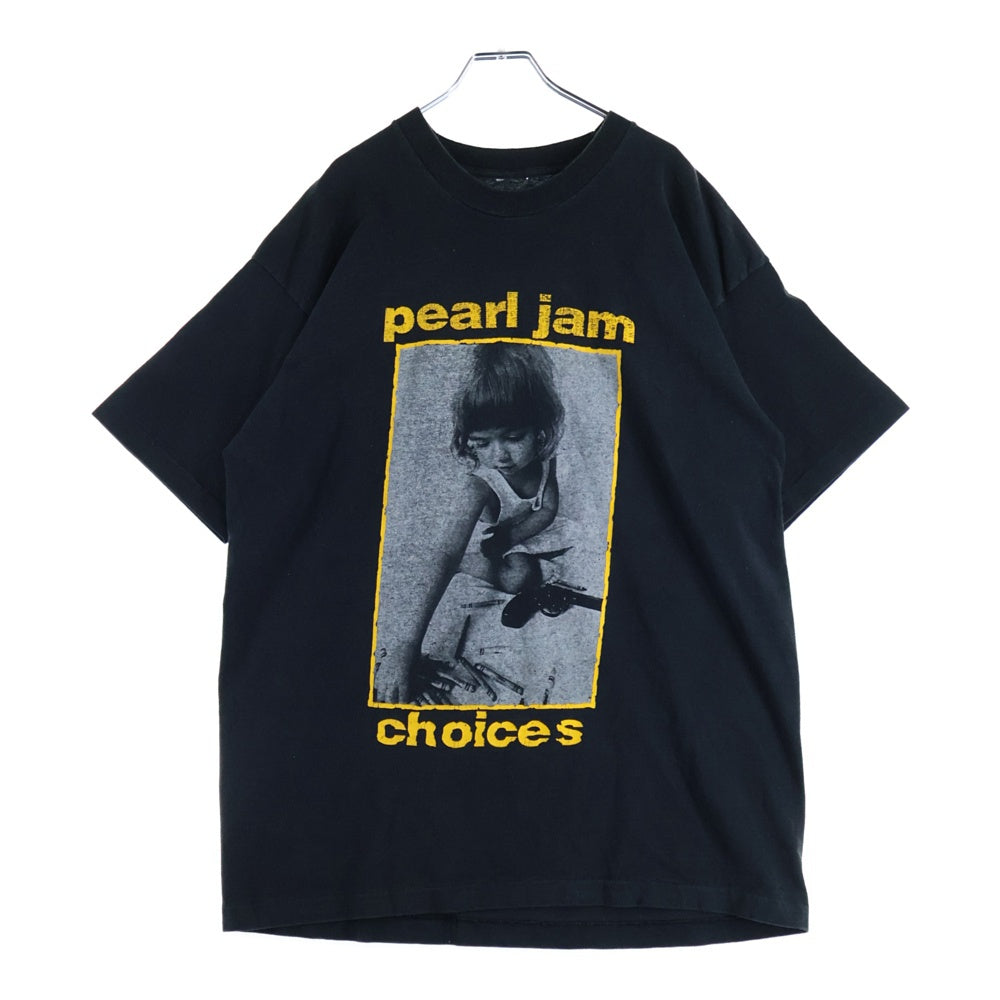 VINTAGE(ヴィンテージ) 90's PEARL JAM choices パールジャム チョイスズ イエローテキスト プリント半袖Tシャツ カットソー ブラック