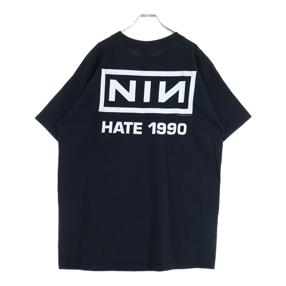 VINTAGE(ヴィンテージ) 90's NINE INCH NAILS HATE FRUIT OF THE LOOM ナインインチネイルズ ヘイト プリント半袖Tシャツ カットソー ブラック
