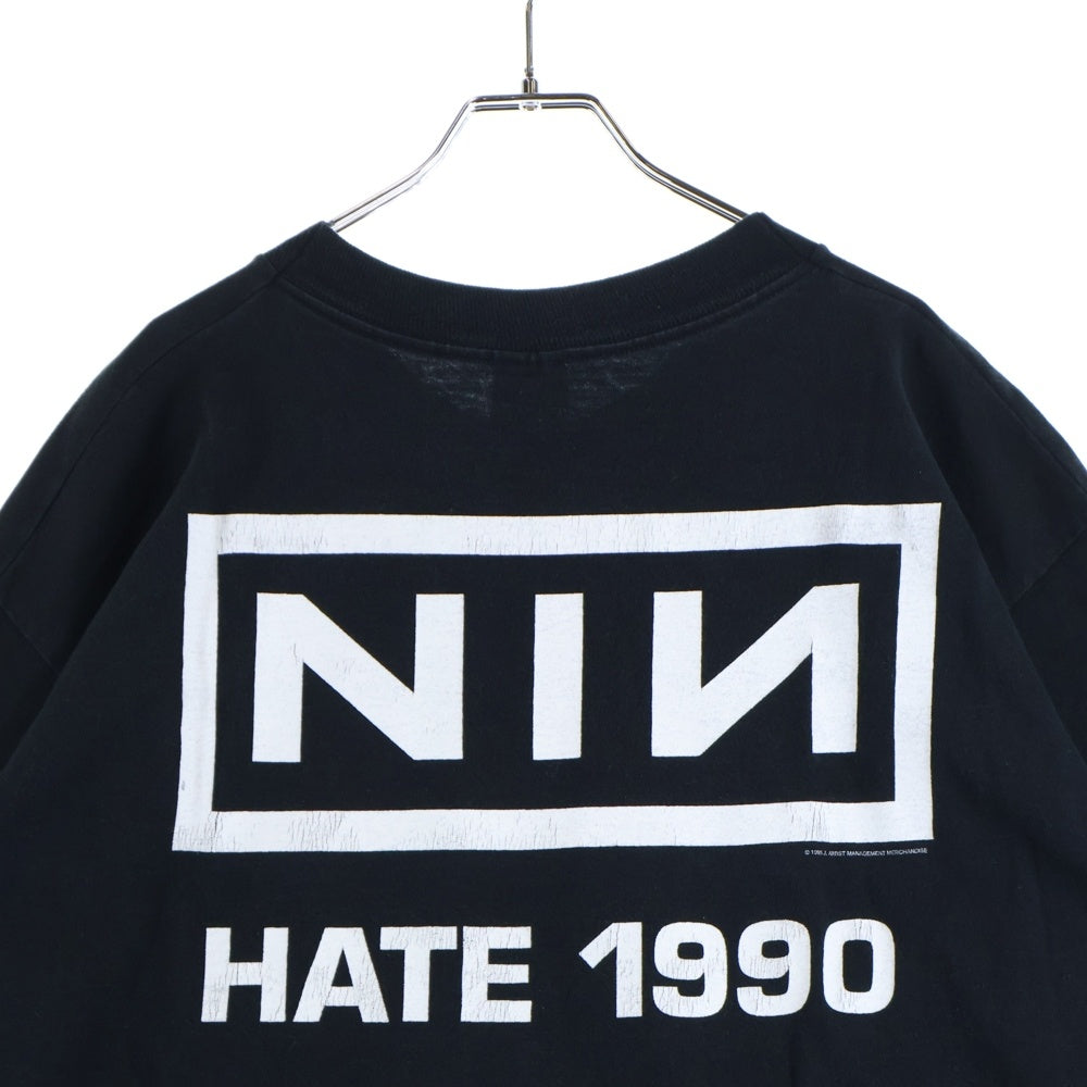 VINTAGE(ヴィンテージ) 90's NINE INCH NAILS HATE FRUIT OF THE LOOM ナインインチネイルズ ヘイト プリント半袖Tシャツ カットソー ブラック