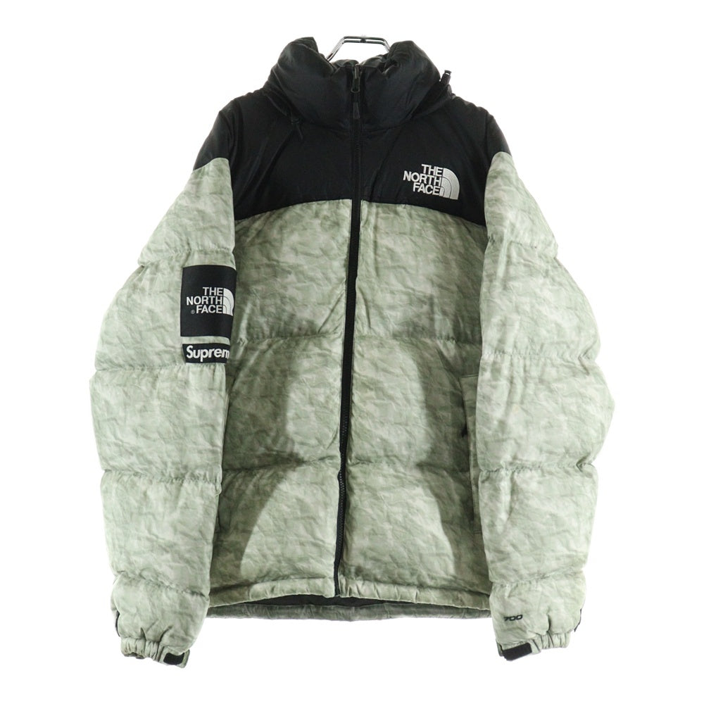 THE NORTH FACE(ザノースフェイス) 19AW ×THE NORTH FACE Paper Print Nuptse Jacket ND91806I ザ ノースフェイス ペーパープリント ヌプシ ナイロン ダウンジャケット ブラック/グレー