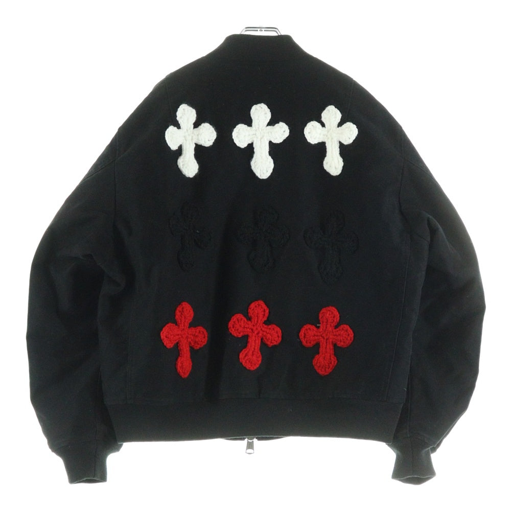 Y.A.R.N(ヤーン) ×SYUMAN. シュウマン クロス刺繍 ジップアップ ボンバージャケット ブラック AD23aw-07-B