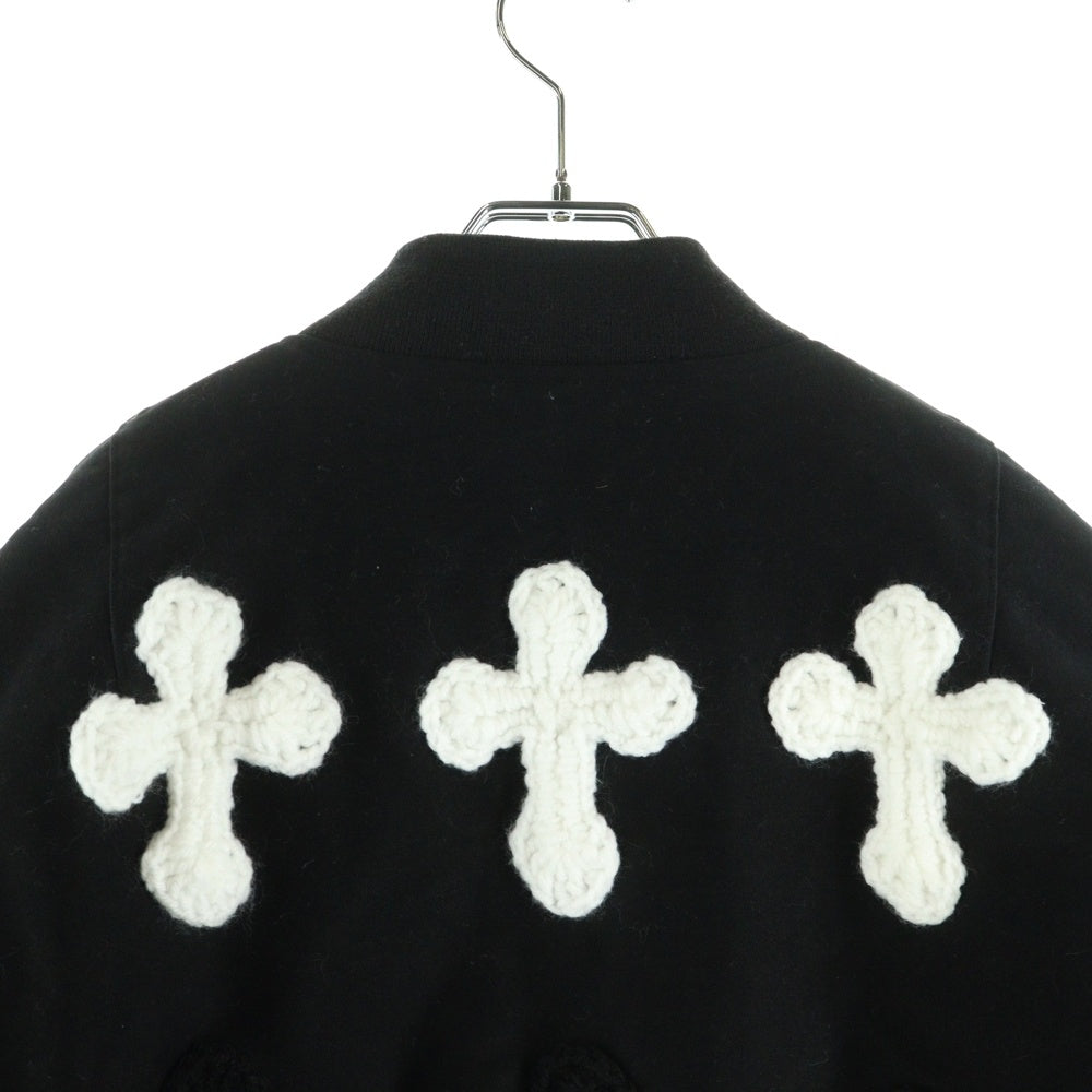 Y.A.R.N(ヤーン) ×SYUMAN. シュウマン クロス刺繍 ジップアップ ボンバージャケット ブラック AD23aw-07-B