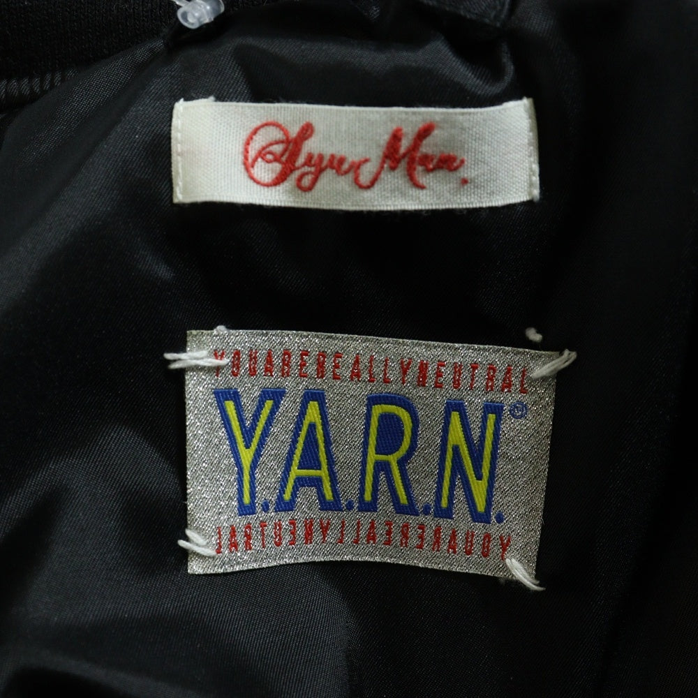 Y.A.R.N(ヤーン) ×SYUMAN. シュウマン クロス刺繍 ジップアップ ボンバージャケット ブラック AD23aw-07-B