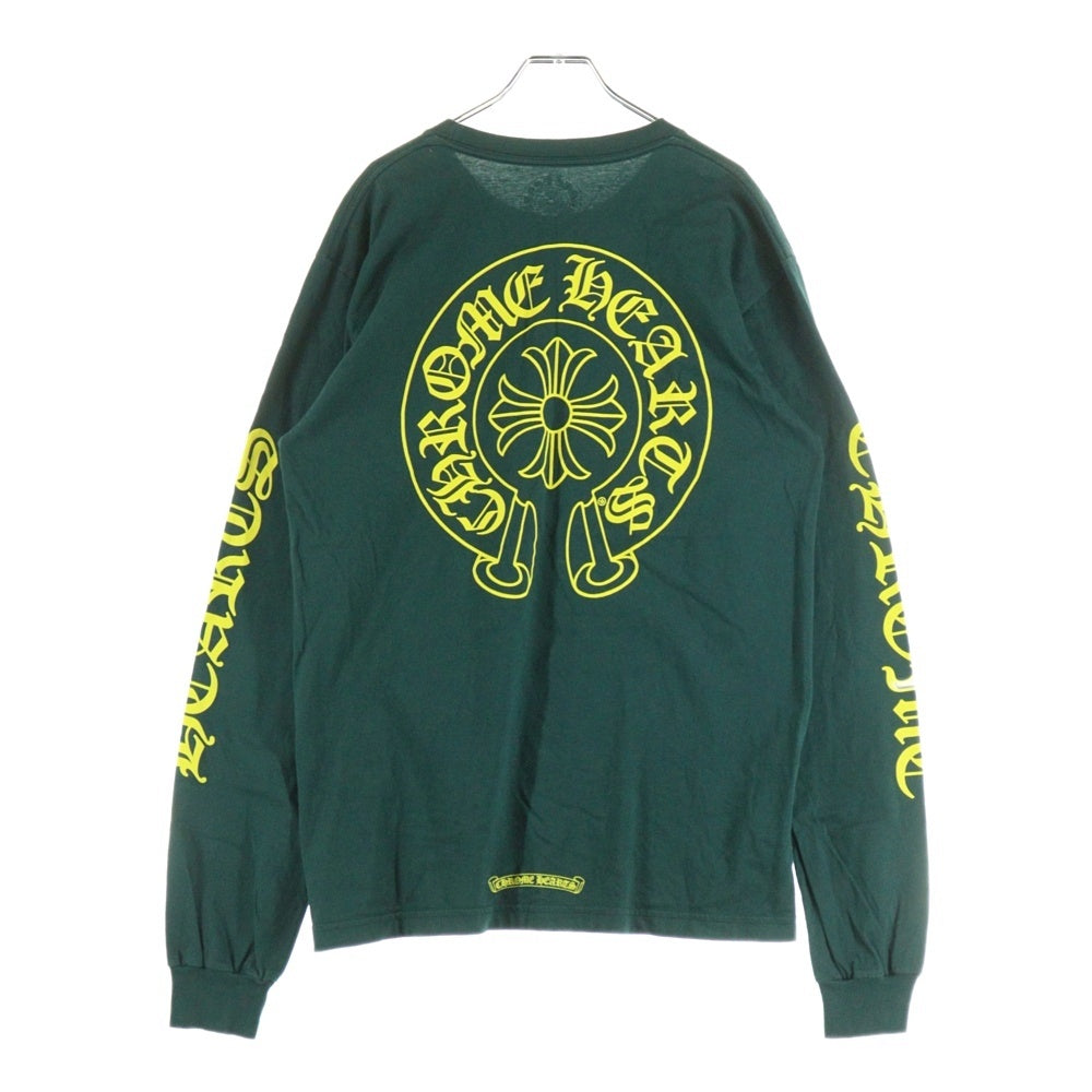 CHROME HEARTS(クロムハーツ) HORSESHOE LS TEE ホースシュープリント長袖Tシャツ カットソー グリーン/イエロー