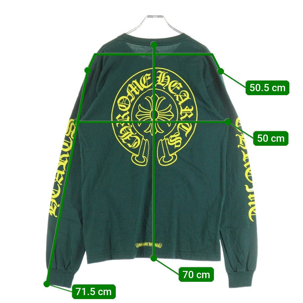 CHROME HEARTS(クロムハーツ) HORSESHOE LS TEE ホースシュープリント長袖Tシャツ カットソー グリーン/イエロー