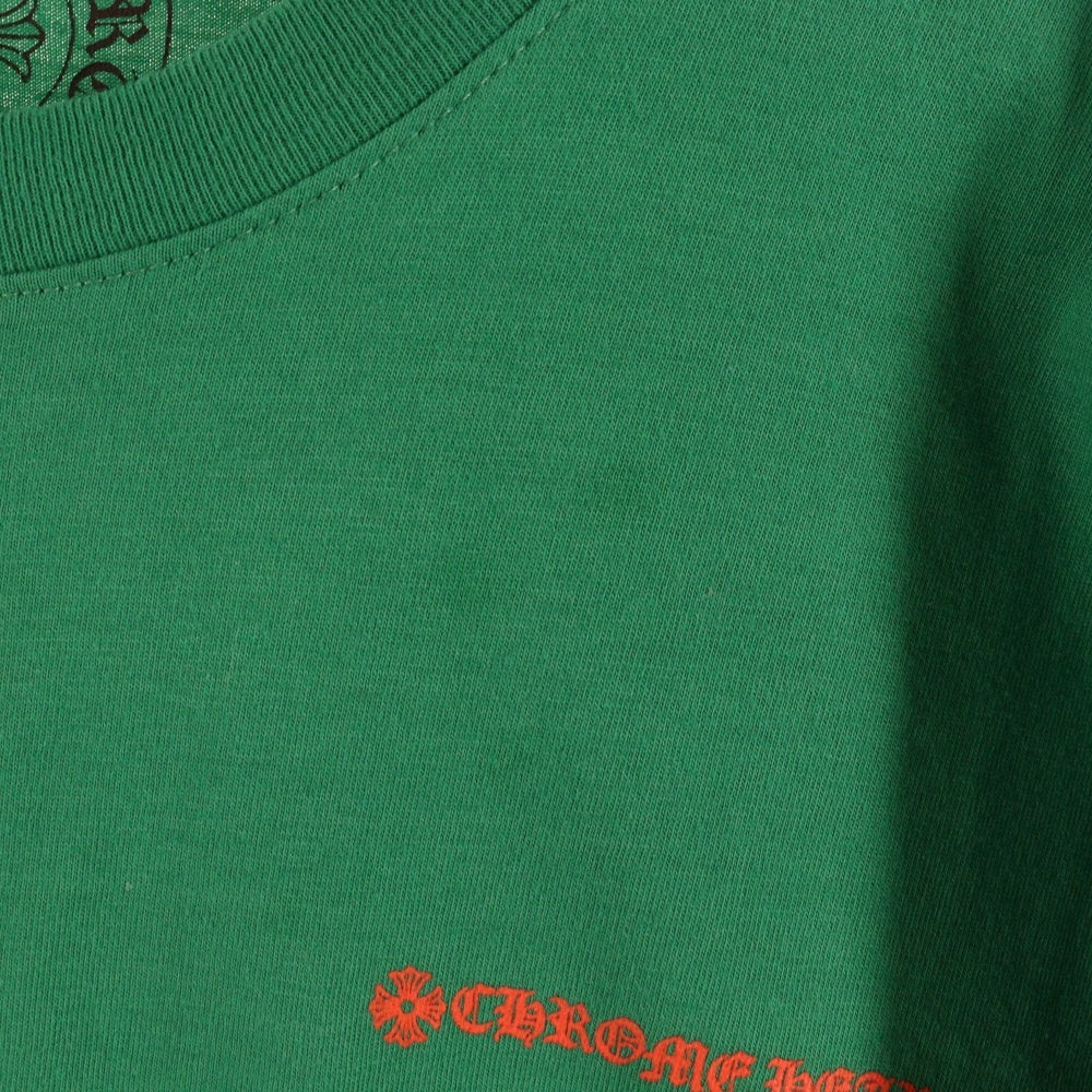 CHROME HEARTS(クロムハーツ) CH L S 1 バックホースシュープリント 長袖Tシャツ カットソー グリーン/オレンジ