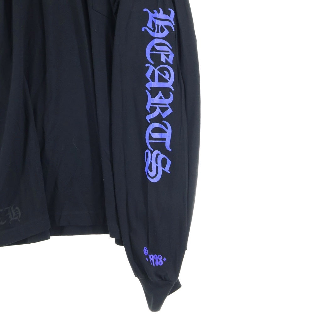 CHROME HEARTS(クロムハーツ) CH T-SHRT 1 ネックロゴプリント クルーネック長袖Tシャツ ブラック/ブルー