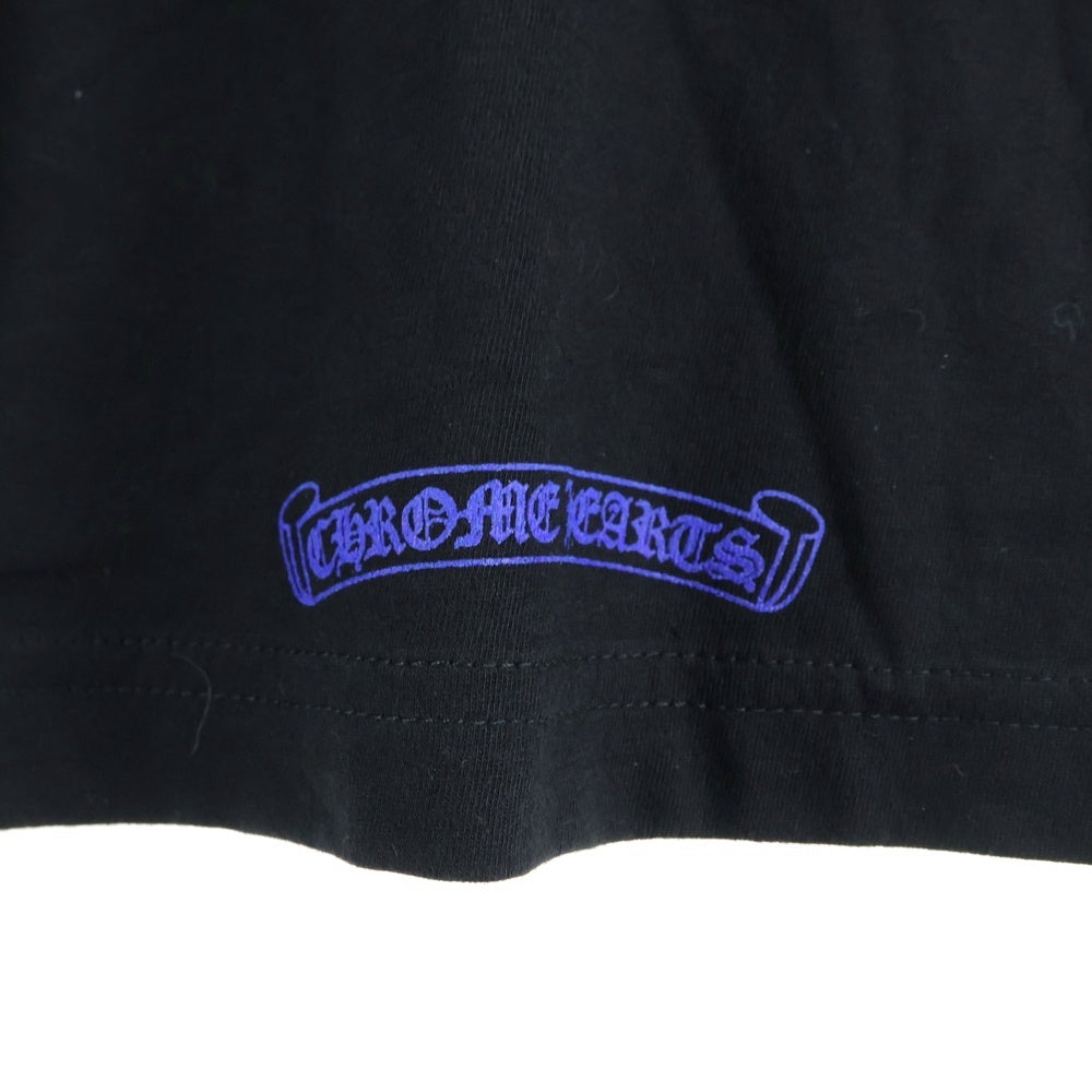 CHROME HEARTS(クロムハーツ) CH T-SHRT 1 ネックロゴプリント クルーネック長袖Tシャツ ブラック/ブルー