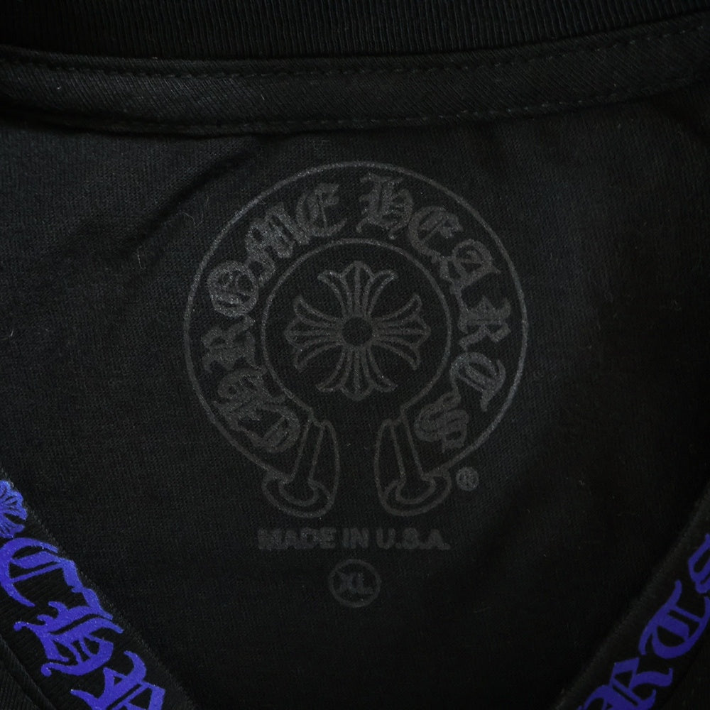 CHROME HEARTS(クロムハーツ) CH T-SHRT 1 ネックロゴプリント クルーネック長袖Tシャツ ブラック/ブルー