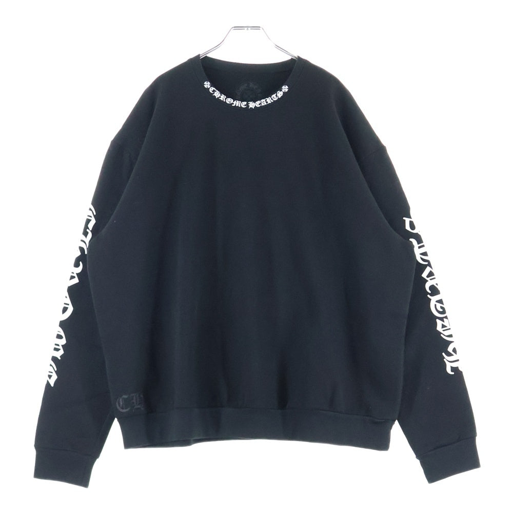 CHROME HEARTS(クロムハーツ) SWTSHRT PLVR ネックロゴプリント クルーネックスウェットトレーナー ブラック