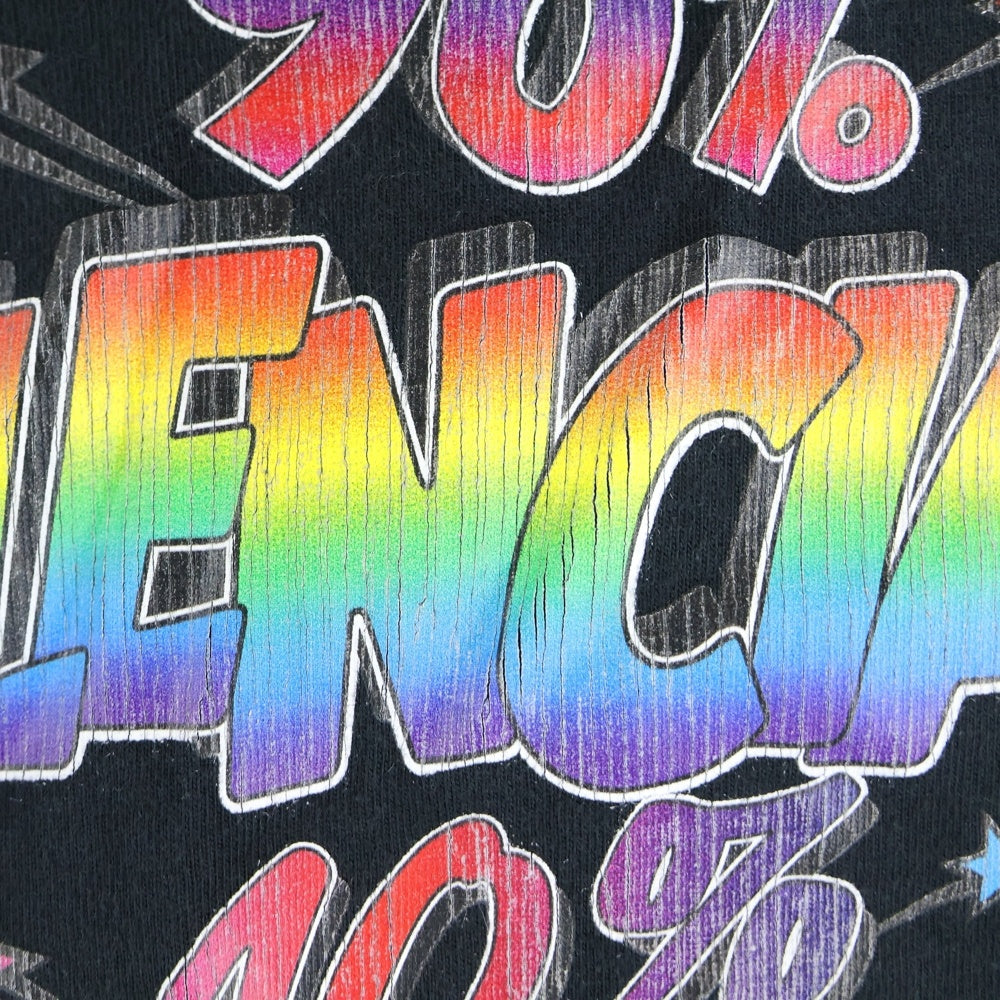 BALENCIAGA(バレンシアガ) 90/10 プリント ダメージ加工 クルーネック半袖Tシャツ カットソー ブラック 641675 TMVH3