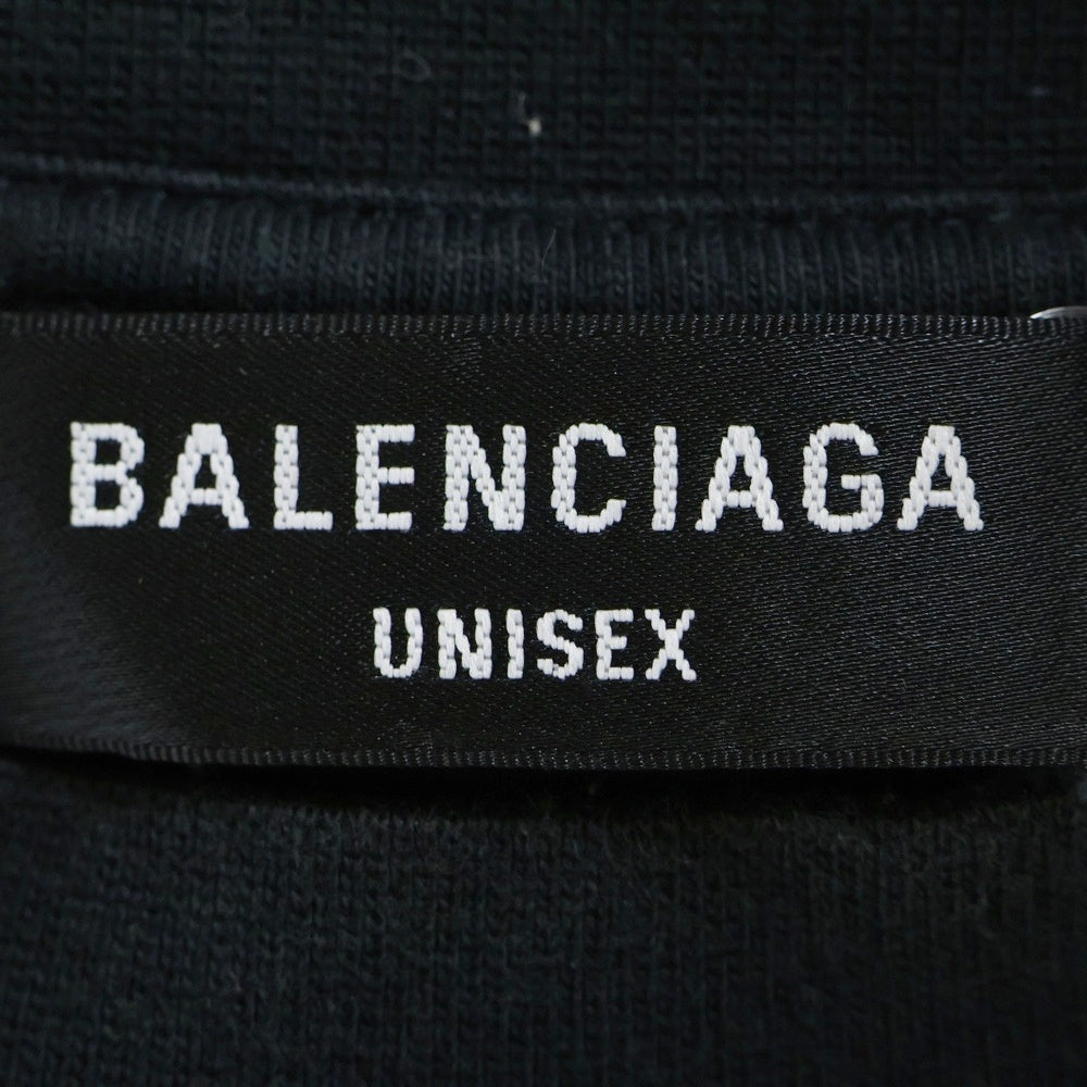 BALENCIAGA(バレンシアガ) 90/10 プリント ダメージ加工 クルーネック半袖Tシャツ カットソー ブラック 641675 TMVH3