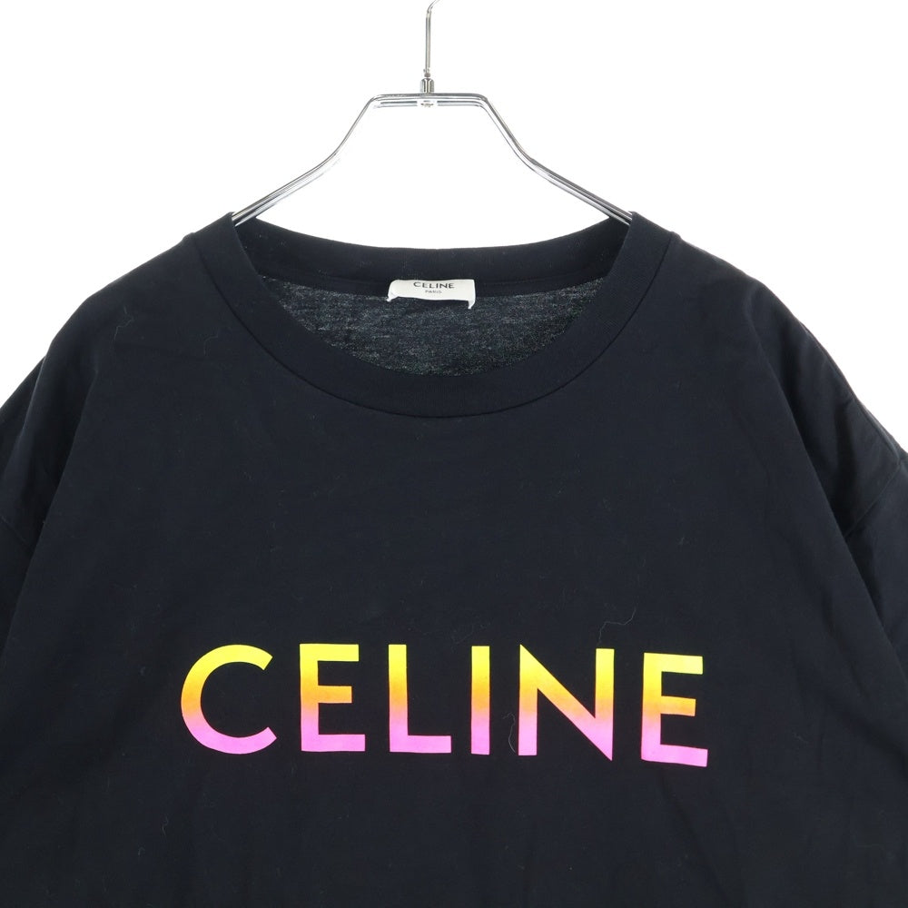 CELINE(セリーヌ) 22SS Gradient Logo Print Cotton Tee 2X10B671Q グラデーション ロゴ クルーネック半袖Tシャツカットソー ブラック