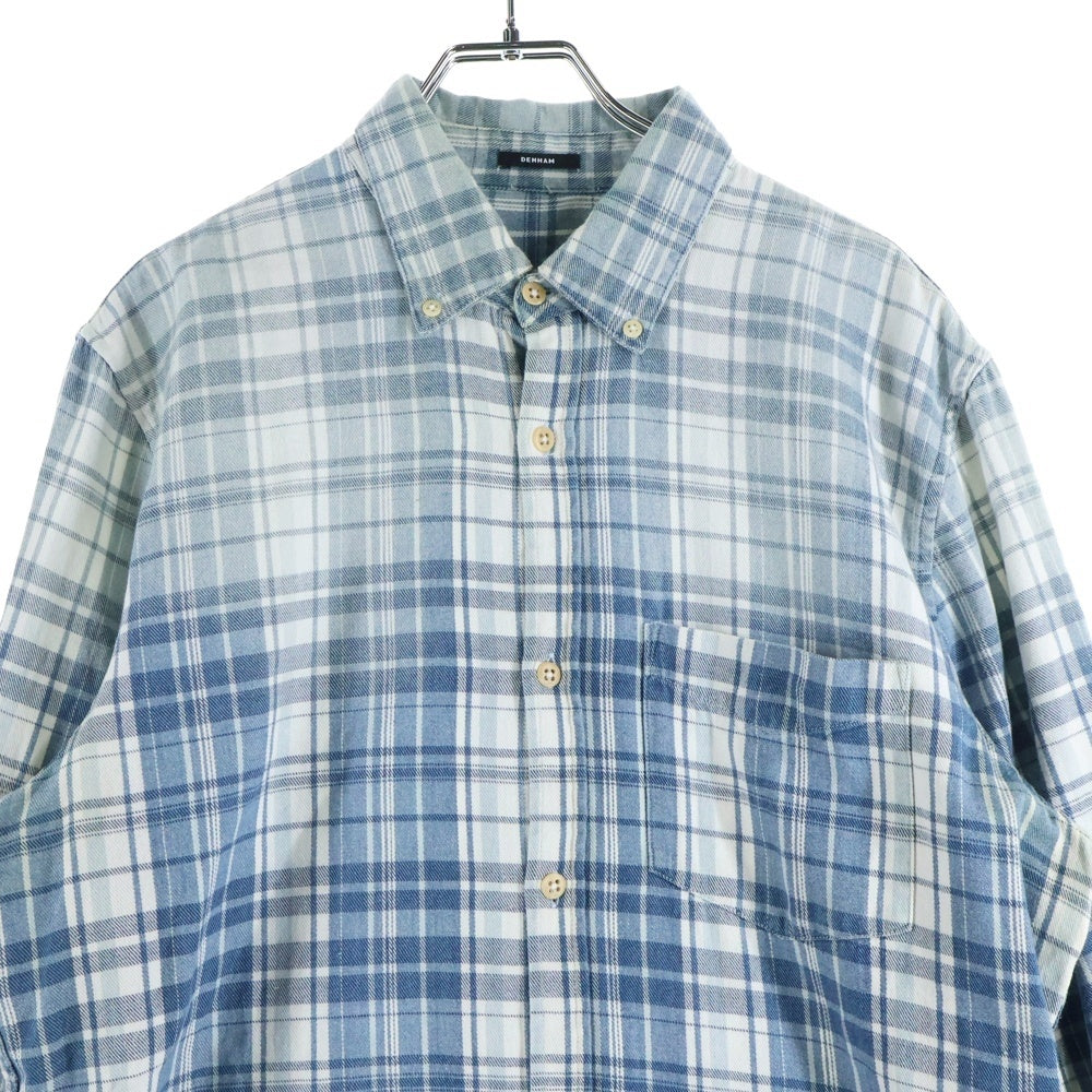 DENHAM(デンハム) SUN BURN INDIGO CHECK SHIRT チェック ボタンダウン 長袖シャツ ブルー 01-15-08-40-003