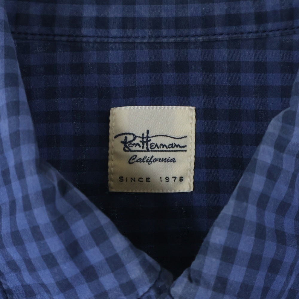 RON HERMAN(ロンハーマン) チェック ボタンダウン 長袖シャツ コットン ブルー 522070104-1071