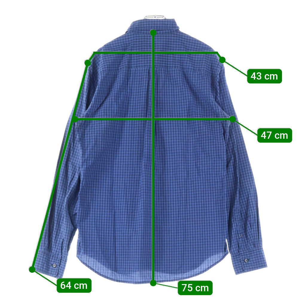 RON HERMAN(ロンハーマン) チェック ボタンダウン 長袖シャツ コットン ブルー 522070104-1071