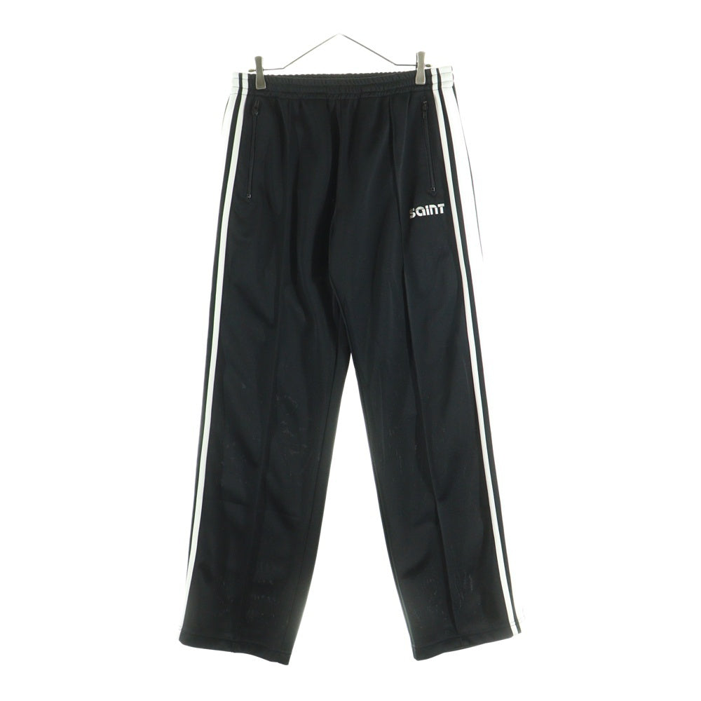 SAINT MICHAEL(セントマイケル) 24AW TRACK PANTS フロントロゴ刺繍 トラックフレアパンツ ブラック SM-YS1-0000-074