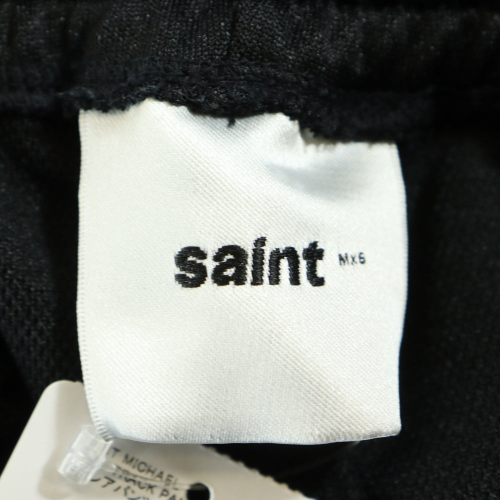 SAINT MICHAEL(セントマイケル) 24AW TRACK PANTS フロントロゴ刺繍 トラックフレアパンツ ブラック SM-YS1-0000-074