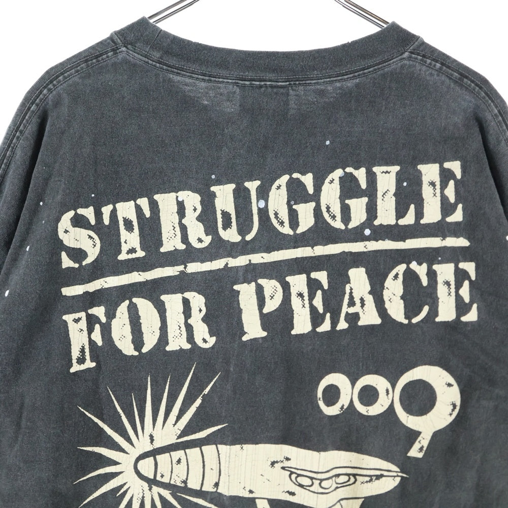 THE SUGAR PUNCH(シュガーパンチ) CYBORG009 LONGSLEEVE ダメージ加工 プリントロゴ長袖Tシャツ カットソー ブラック TSCM23SM004