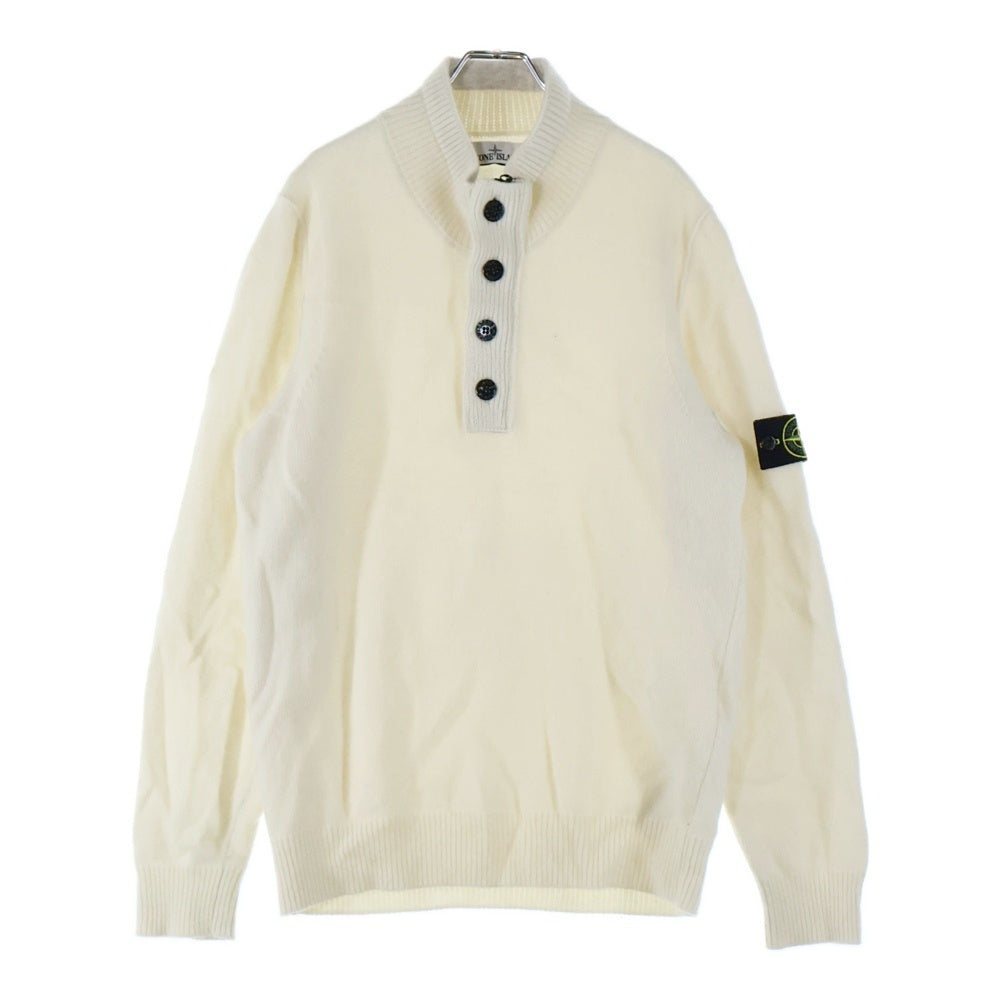 STONE ISLAND(ストーンアイランド) サイドパッチ付き ハーフジップ ニットセーター クリーム 7715540A3