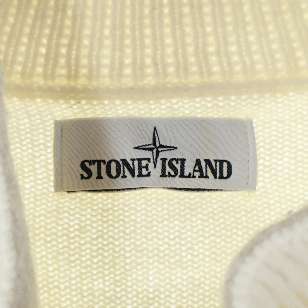 STONE ISLAND(ストーンアイランド) サイドパッチ付き ハーフジップ ニットセーター クリーム 7715540A3