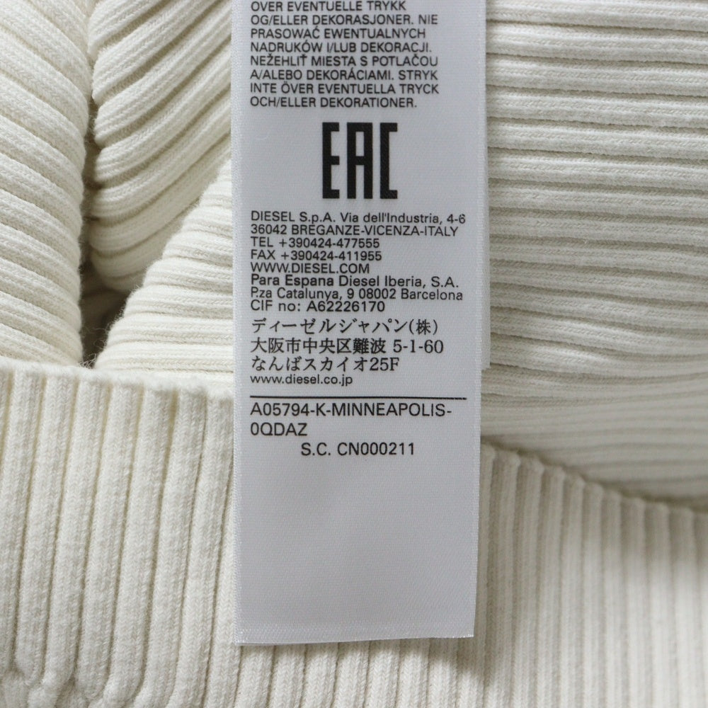 DIESEL(ディーゼル) オーバルDジッププル 長袖リブニットセーター ホワイト