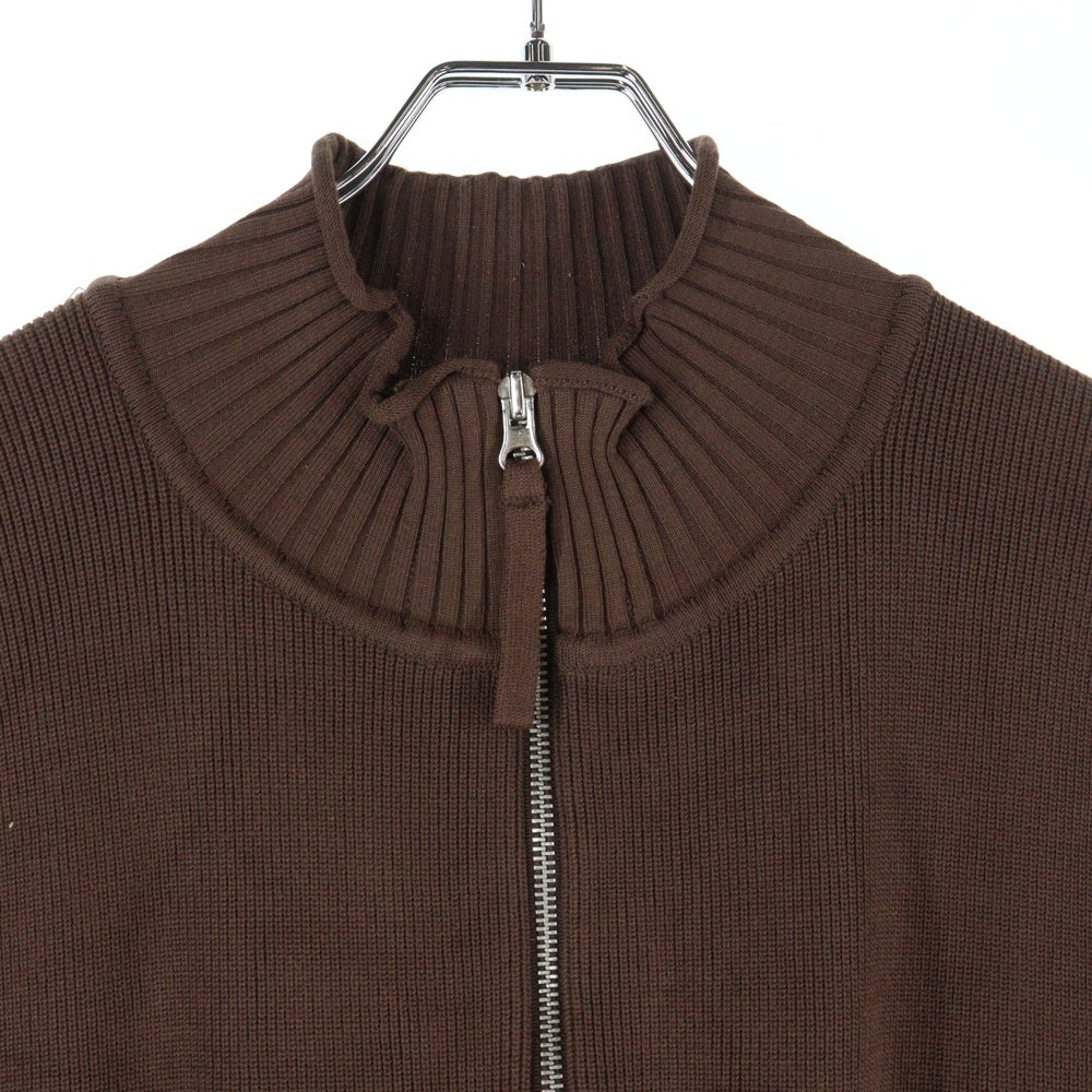 Matin Kim(マーティンキム) バックロゴ ジップアップ ニット ベスト ブラウン