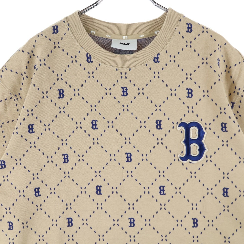 MLB(エムエルビー) ボストンレッドソックス スウェット 総柄 半袖シャツ カットソー ブラウン 3ATSM0533