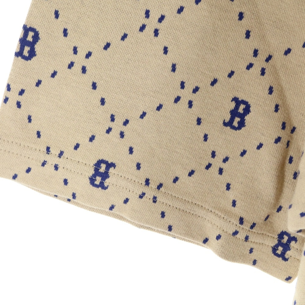 MLB(エムエルビー) ボストンレッドソックス スウェット 総柄 半袖シャツ カットソー ブラウン 3ATSM0533