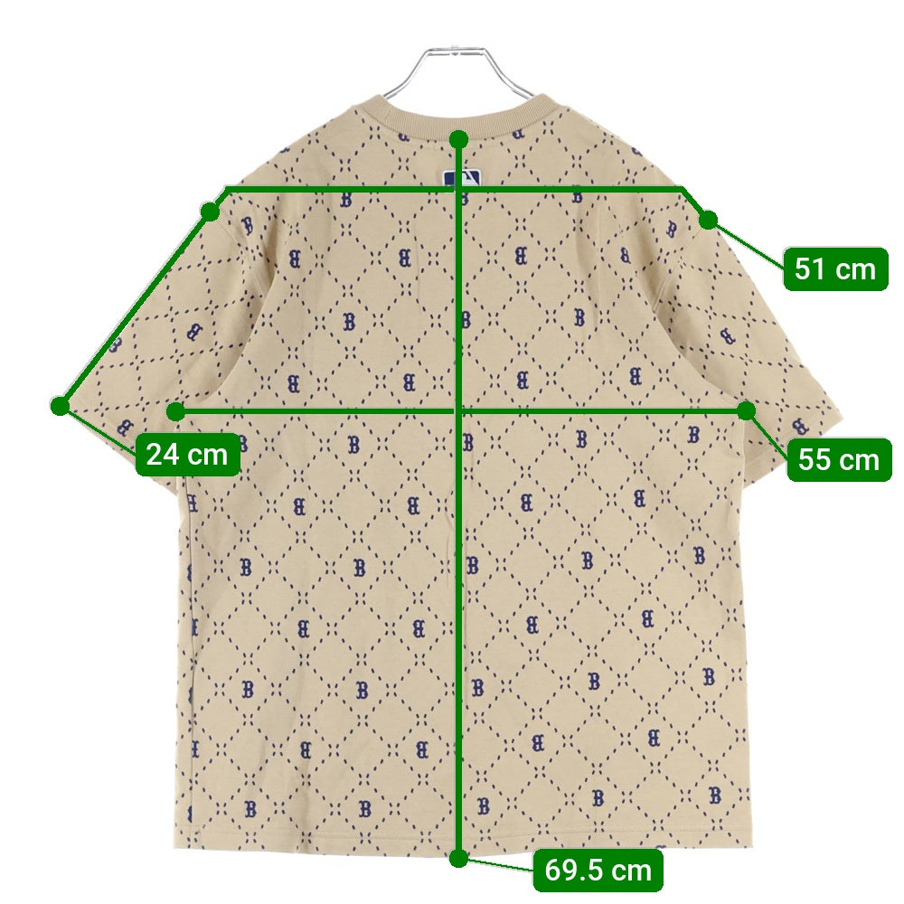 MLB(エムエルビー) ボストンレッドソックス スウェット 総柄 半袖シャツ カットソー ブラウン 3ATSM0533