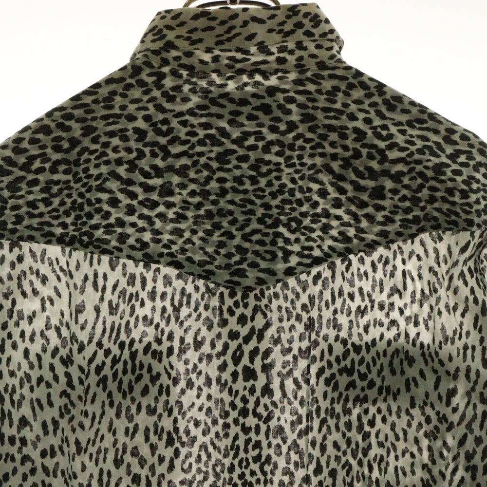 SAINT LAURENT PARIS(サンローランパリ) 13SSエディ期 ベイビーキャット レオパード柄 長袖シャツ ホワイト 323929 Y736B