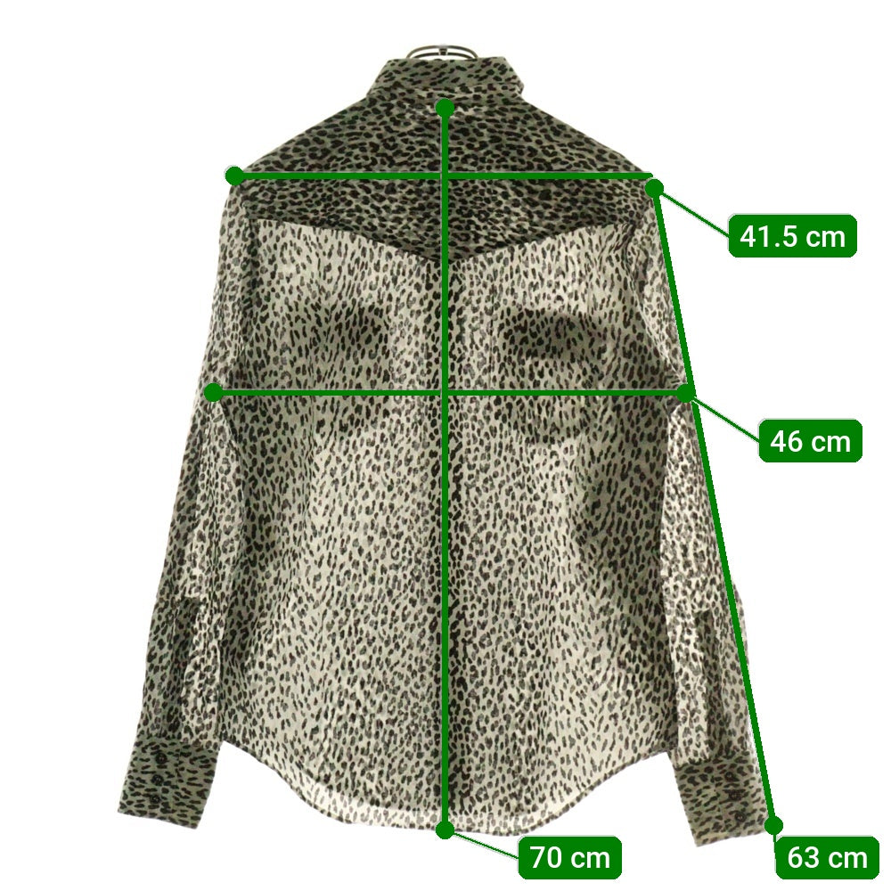 SAINT LAURENT PARIS(サンローランパリ) 13SSエディ期 ベイビーキャット レオパード柄 長袖シャツ ホワイト 323929 Y736B