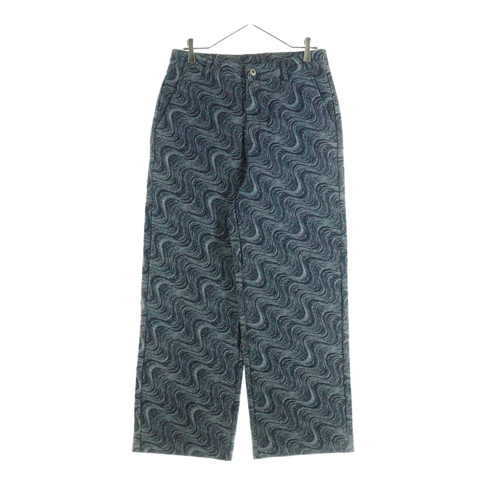 NO BRAND(ノーブランド) 【Fafatt ファファット】総柄トラウザーパンツ ワイドパンツ ブルー