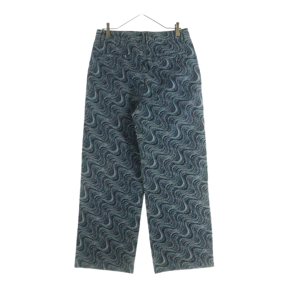 NO BRAND(ノーブランド) 【Fafatt ファファット】総柄トラウザーパンツ ワイドパンツ ブルー