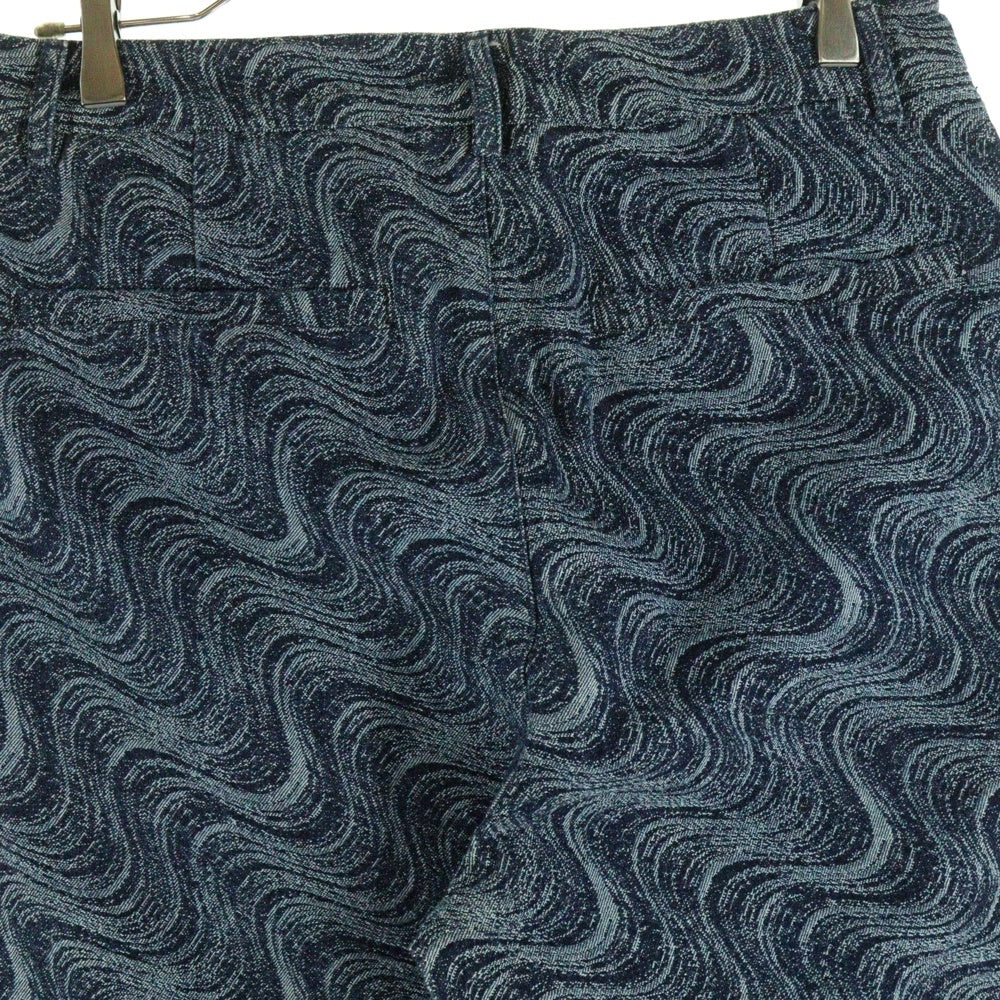 NO BRAND(ノーブランド) 【Fafatt ファファット】総柄トラウザーパンツ ワイドパンツ ブルー