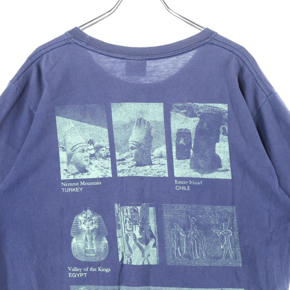 STUSSY(ステューシー) World Wide Ancient Monuments Tee プリントロゴ 半袖Tシャツ カットソー ネイビー