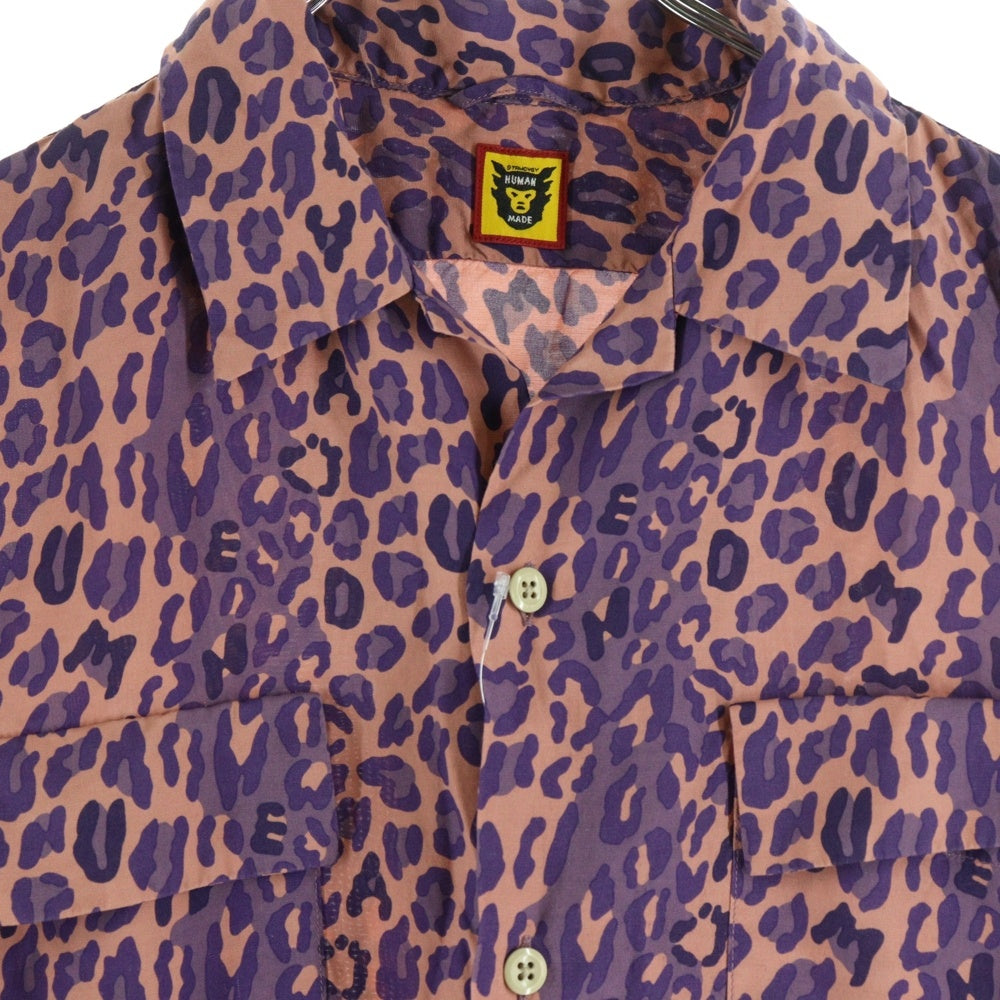 HUMAN MADE(ヒューマンメイド) LEOPARD ALOHA SHIRT レオパード総柄半袖シャツ オープンカラー 開襟 半袖シャツ パープル