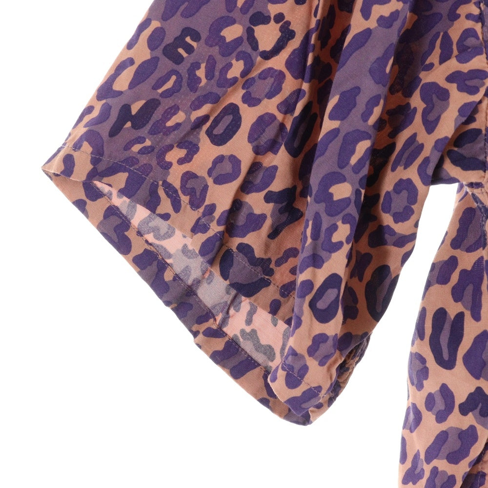 HUMAN MADE(ヒューマンメイド) LEOPARD ALOHA SHIRT レオパード総柄半袖シャツ オープンカラー 開襟 半袖シャツ パープル