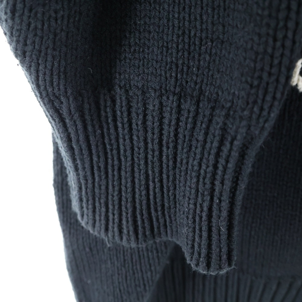 WASTED YOUTH(ウェイステッドユース) 23AW Knit Sweater #1 グラフィックロゴニットセーター ブラック