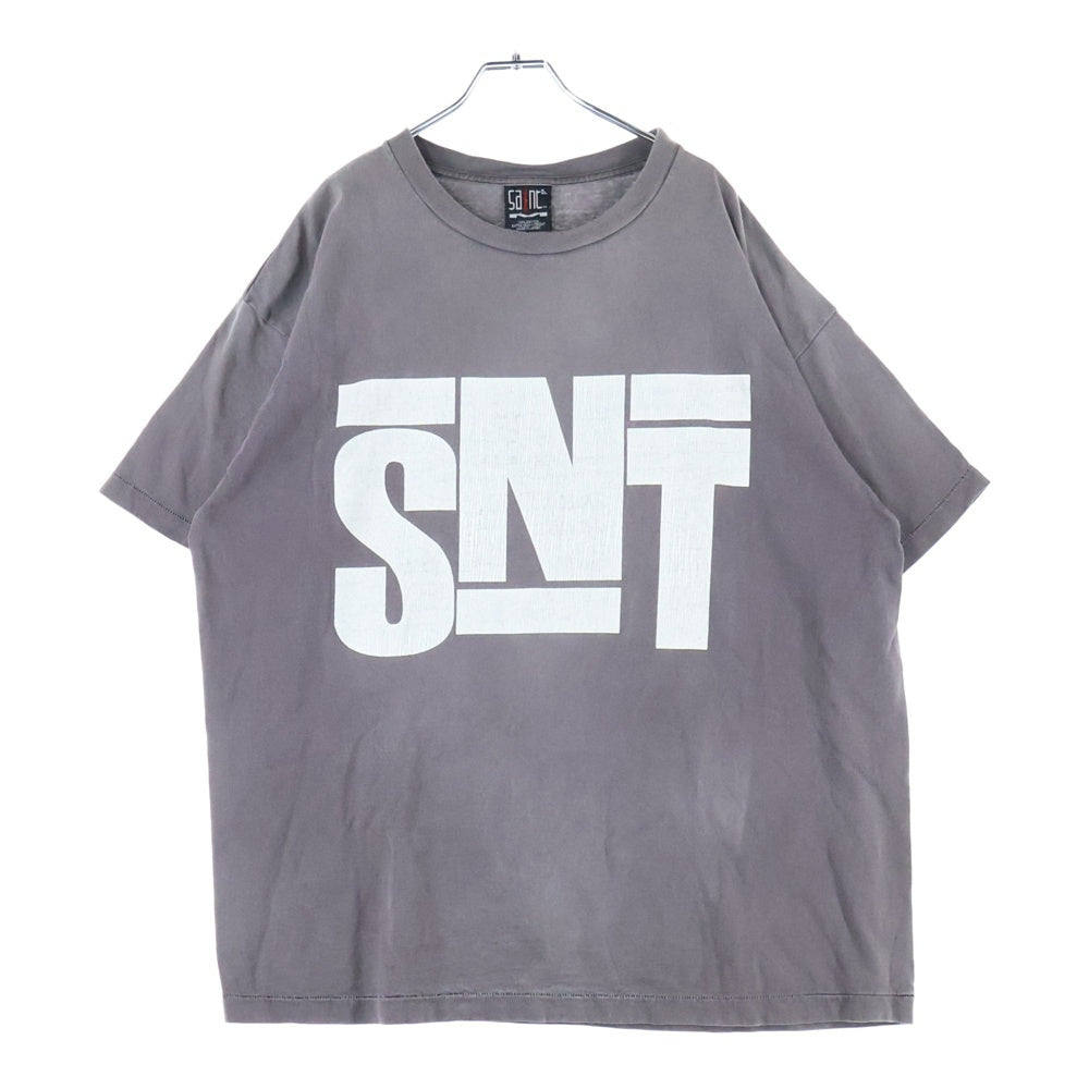 SAINT MICHAEL(セントマイケル) ヴィンテージ加工 ロゴプリント 半袖Tシャツ カットソー ダークグレー SM-S22-0000-019
