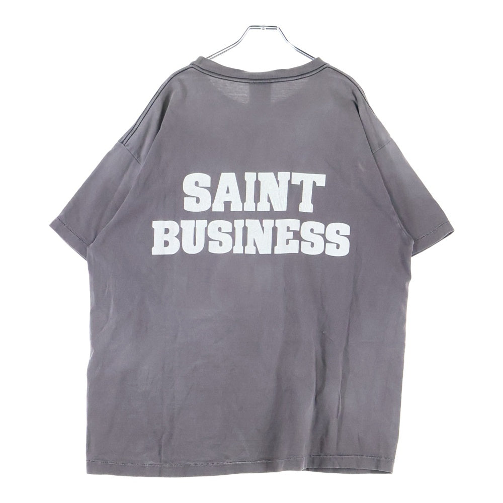 SAINT MICHAEL(セントマイケル) ヴィンテージ加工 ロゴプリント 半袖Tシャツ カットソー ダークグレー SM-S22-0000-019