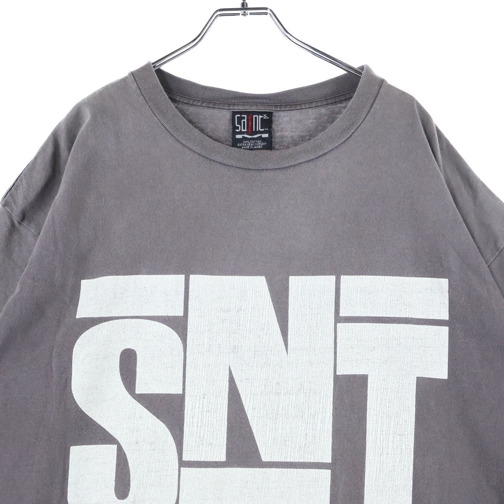 SAINT MICHAEL(セントマイケル) ヴィンテージ加工 ロゴプリント 半袖Tシャツ カットソー ダークグレー SM-S22-0000-019