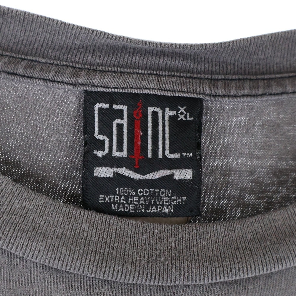 SAINT MICHAEL(セントマイケル) ヴィンテージ加工 ロゴプリント 半袖Tシャツ カットソー ダークグレー SM-S22-0000-019