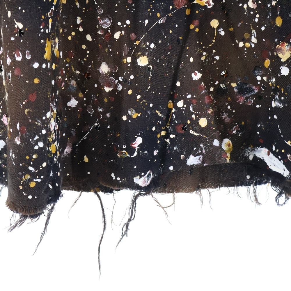 AMIRI(アミリ) ペンキ加工 スプラッシュ ラインストーン 長袖シャツ ブラウン