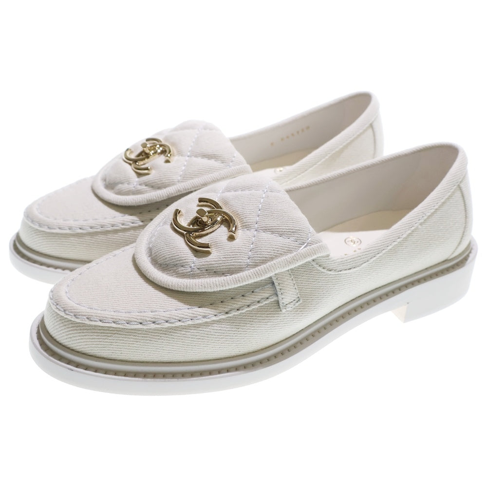 CHANEL(シャネル) ココマーク マトラッセ デニム ローファー シューズ レディース ホワイト G45720