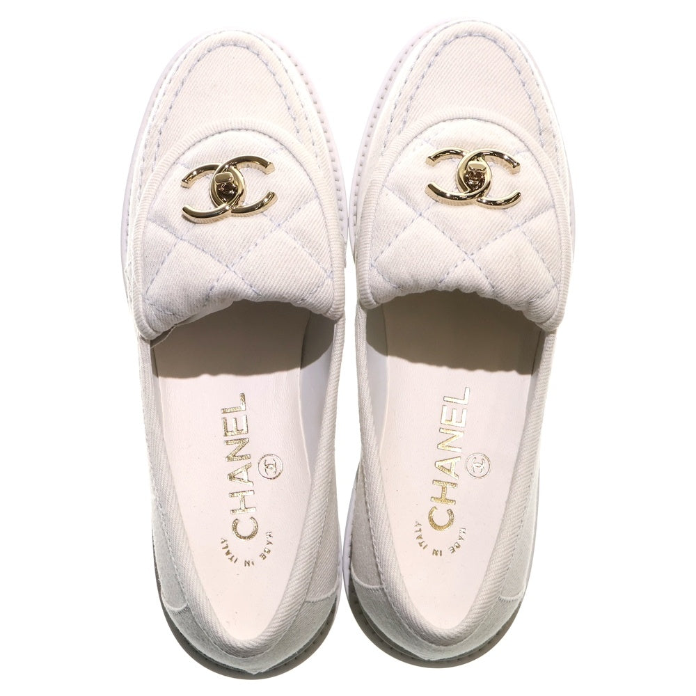 CHANEL(シャネル) ココマーク マトラッセ デニム ローファー シューズ レディース ホワイト G45720