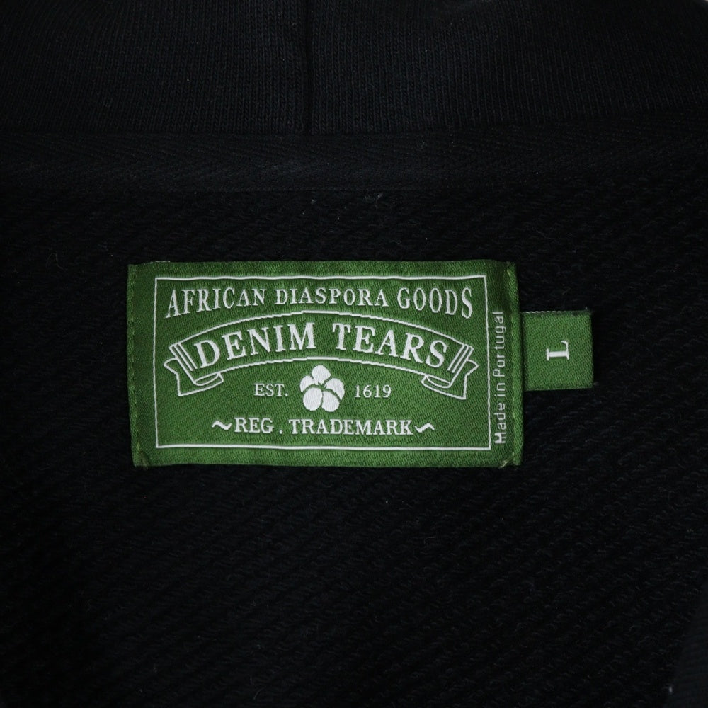 DENIM TEARS(デニムティアーズ) COTTON WREATH コットンリース ジップパーカー スウェット ブラック RN162838