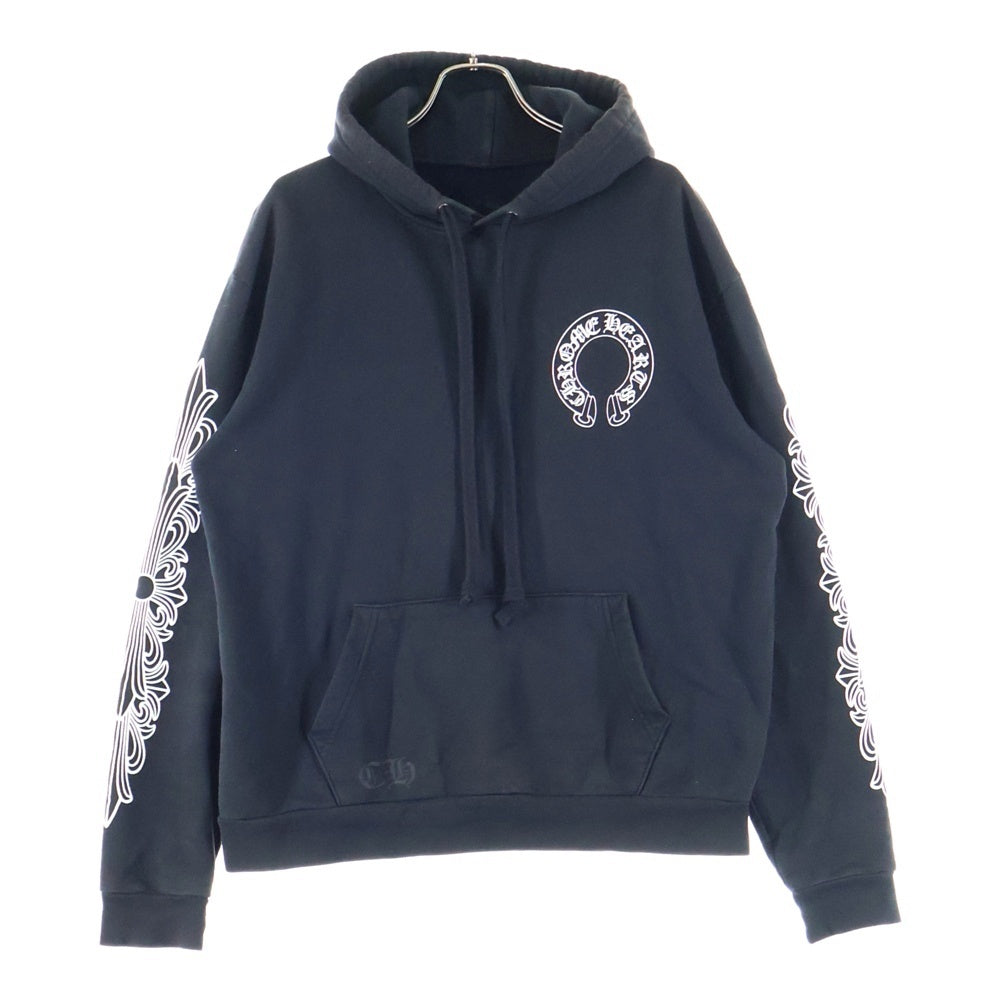 CHROME HEARTS(クロムハーツ) SWTSHRT PLVR バックホースシュープリント スウェットプルオーバーパーカー ブラック