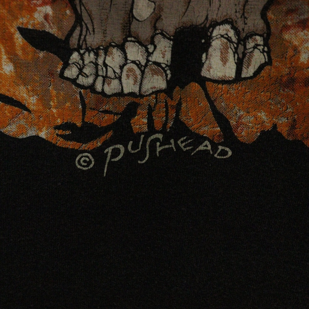 VINTAGE(ヴィンテージ) 00's PUSHEAD Chaser Hand Of Skull ALSTYLE パスヘッド ハンドスカル フロントプリント 半袖Tシャツ カットソー ブラック