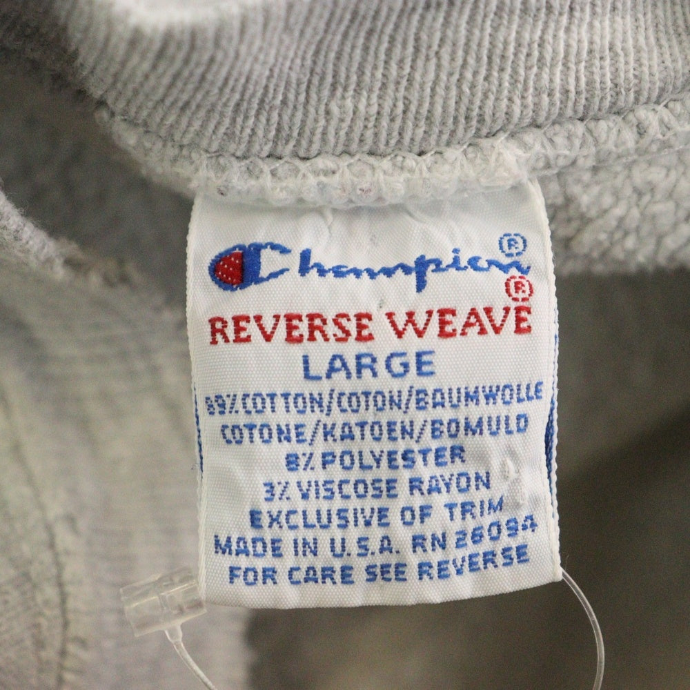 CHAMPION(チャンピオン) 90's Reverse Weave WISCONSIN ATH DEPT リバースウィーブ 刺繍タグ前期 三段染み込みプリント スウェットクルーネック トレーナー グレー